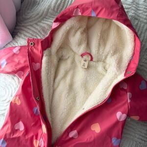 Tucker + Tate Baby Girls Heart Print Sherpa Lined Hooded Puddle Suit